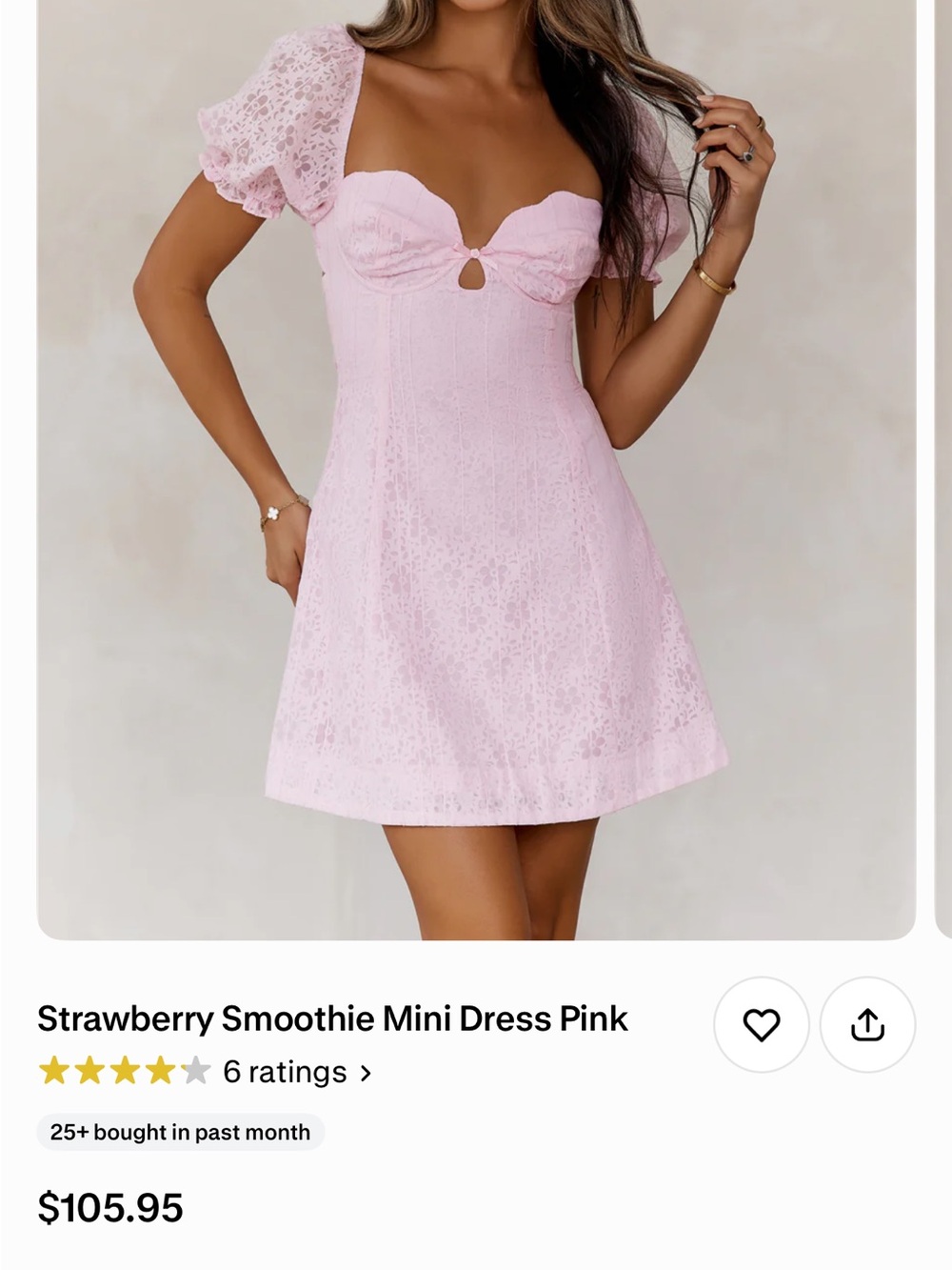 Hello Molly Pink Lace Sweetheart Mini Dress